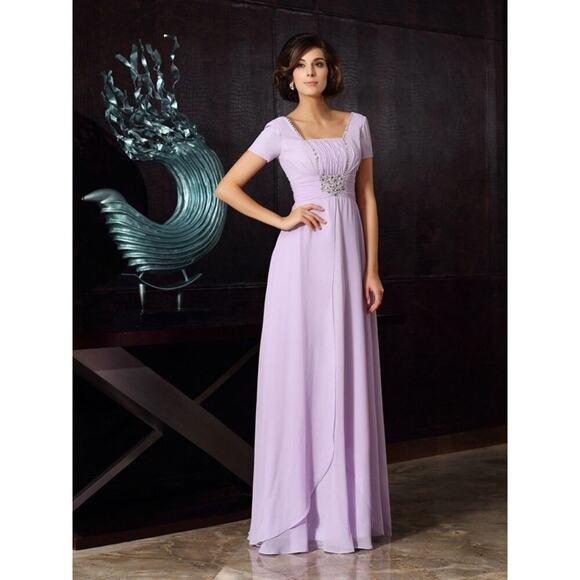 JJs House Dresses & Skirts - JJs A Line Princess Square Neck Mother of the Bride Dress sz 16 Lilac Beaded NWT